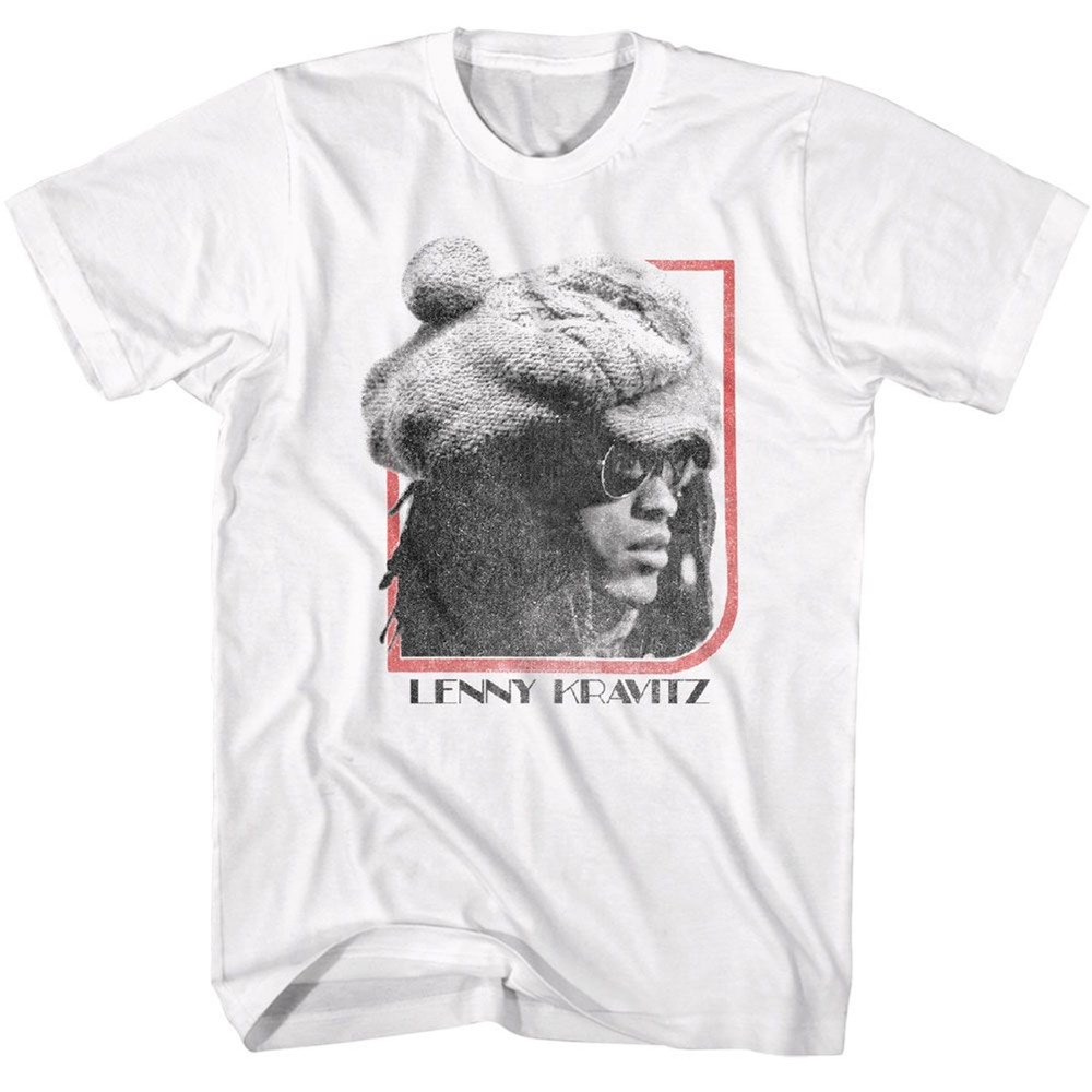 Lenny Kravitz Framed Head White Adult T-Shirt